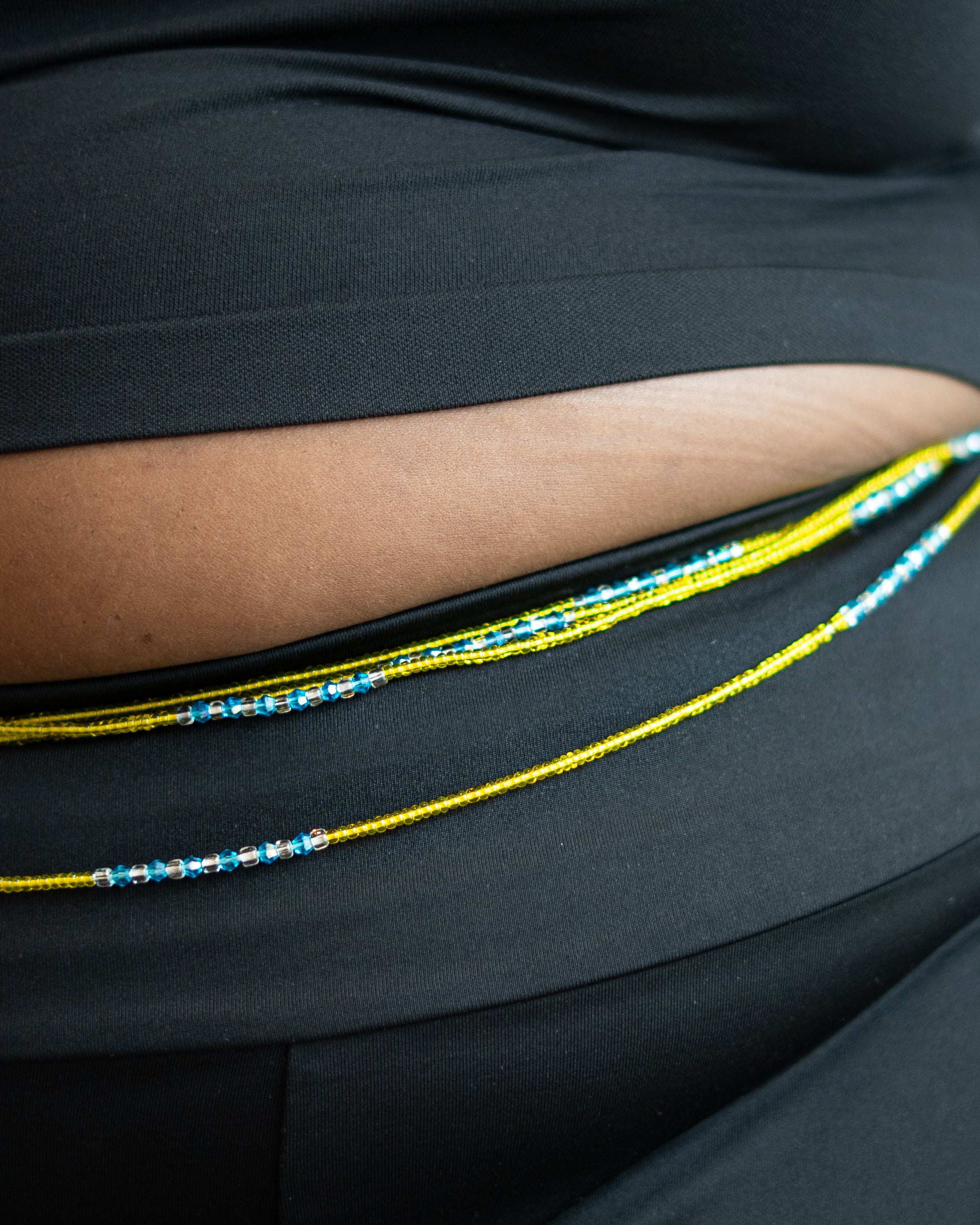 Yellow and Teal Waistbeads