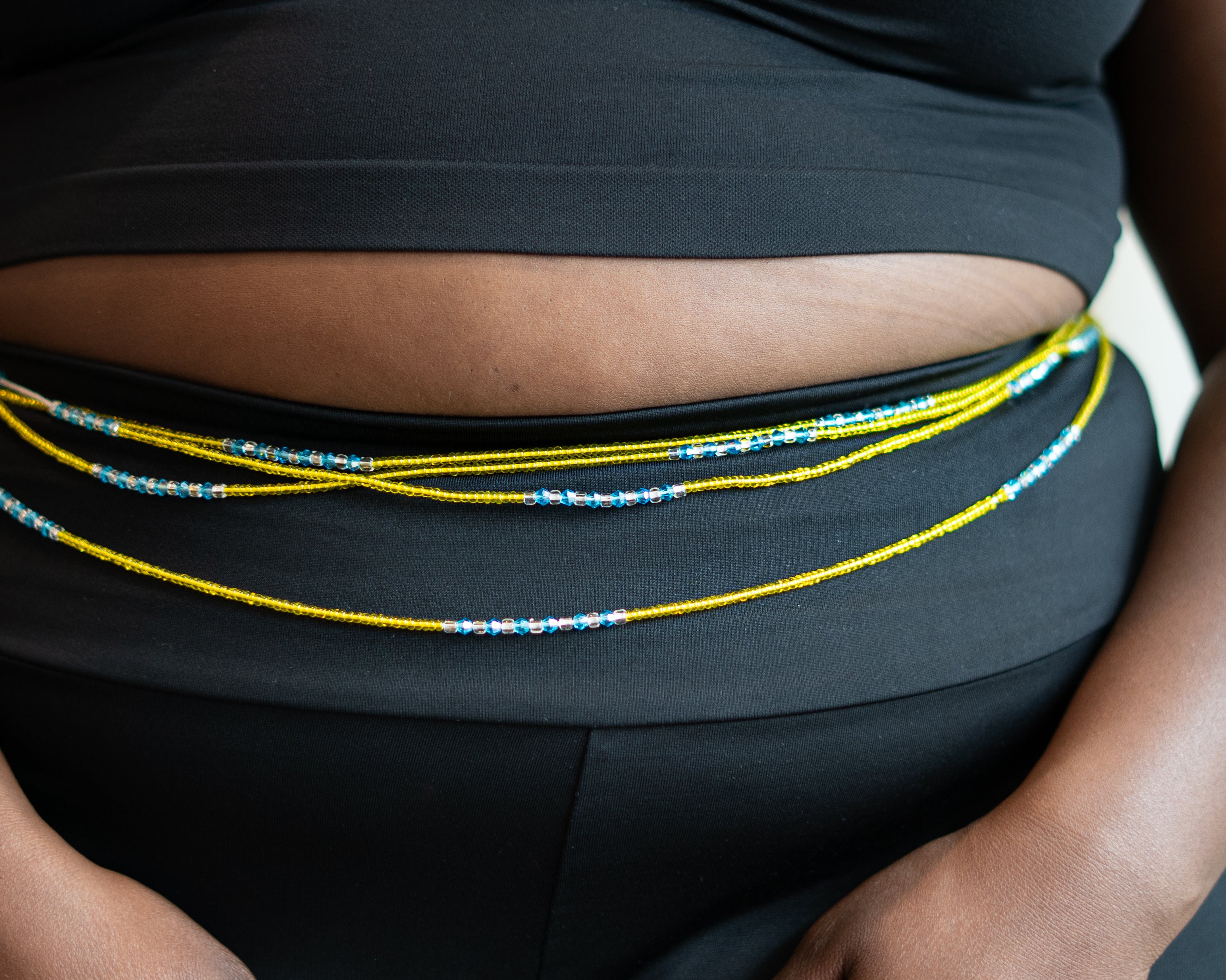 Yellow and Teal Waistbeads