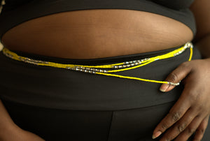 Yellow and Silver Waistbeads