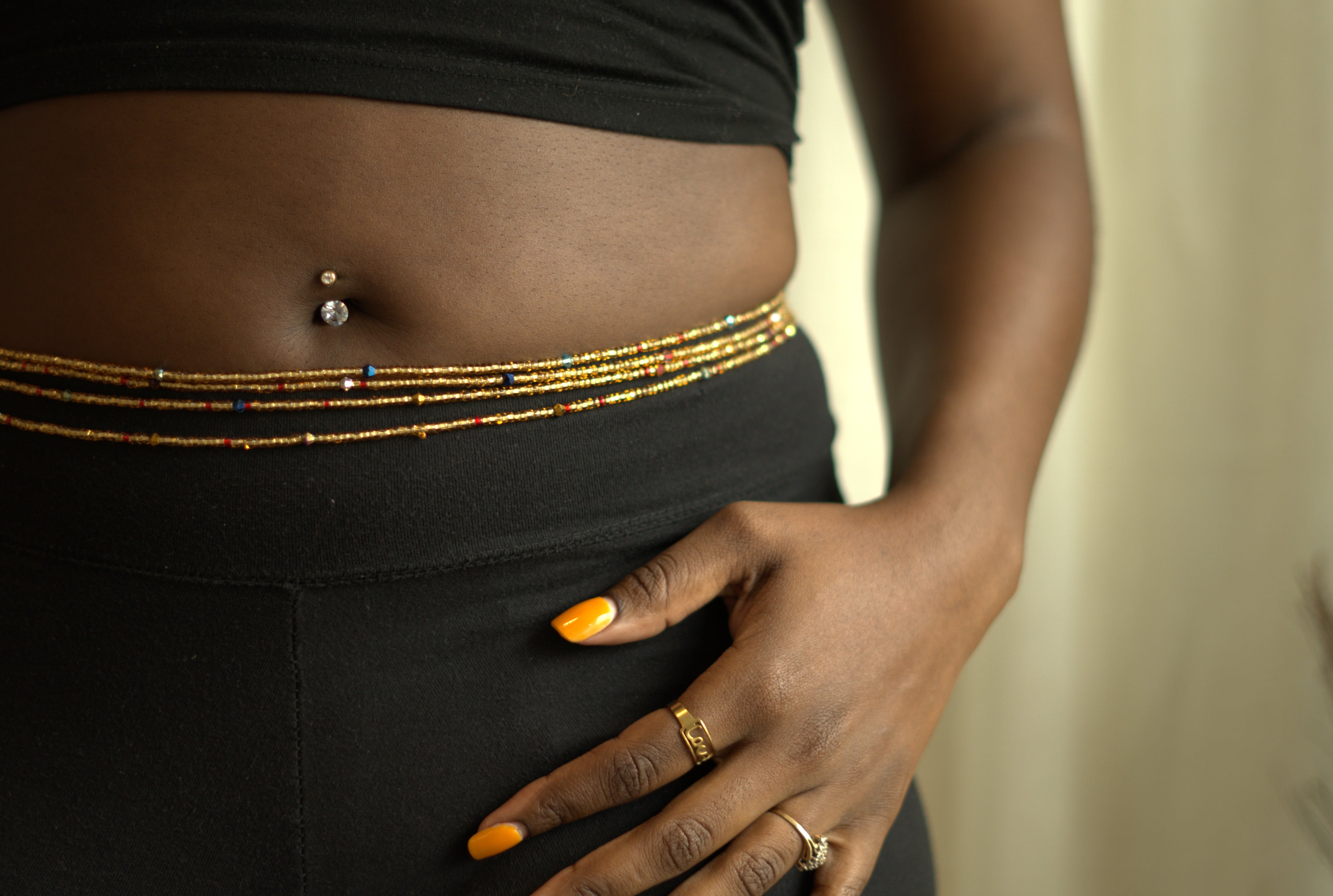 Gold and Multicolor Waistbeads